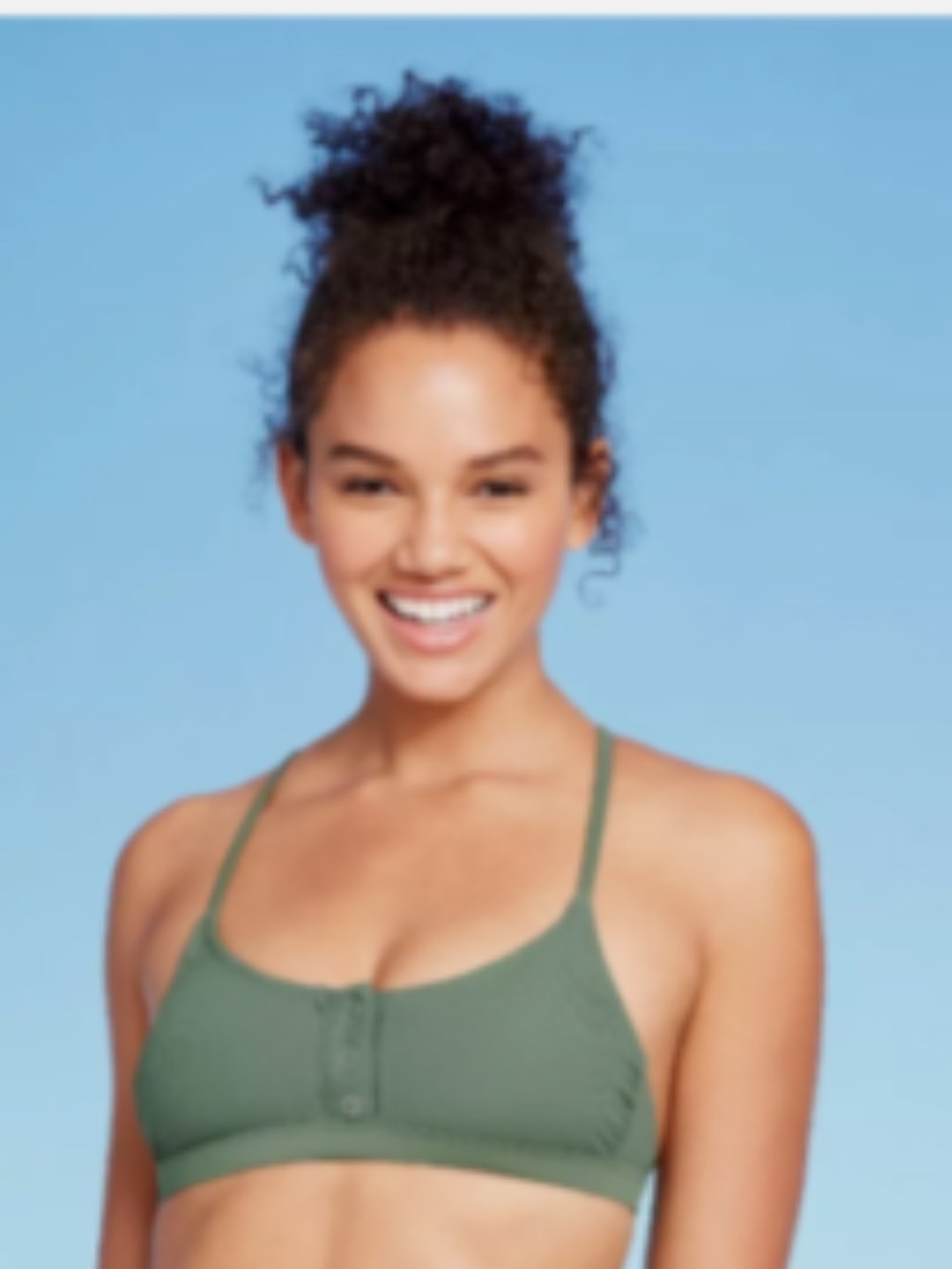 Xhilaration Ribbed Olive Green Bralette Bikini Top, size S